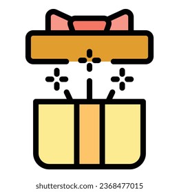 Surprised open box icon outline vector. Person fun. Celebrate effect color flat