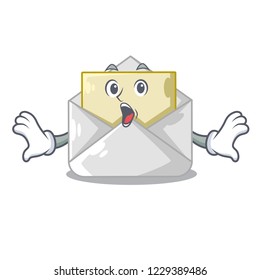 Surprised open envelope on cartoon shape blank