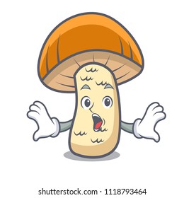 Surprised orange cap boletus mushroom mascot cartoon