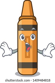 Surprised orange crayon cartoon