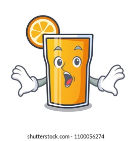 Surprised orange juice mascot cartoon