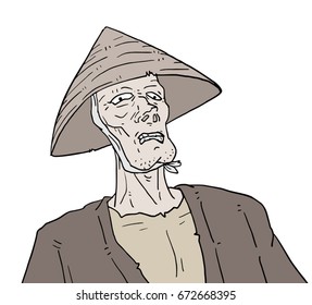 surprised oriental man draw