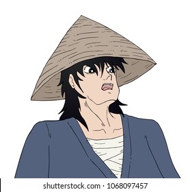 Surprised oriental man expression