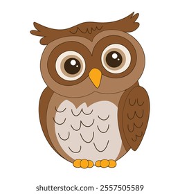 Surprised Owl Illustration. Flat vector of a cute forest owl with a surprised expression. Perfect for children’s designs and nature-themed projects.








