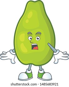 Surprised papaya character cartoon with funny face