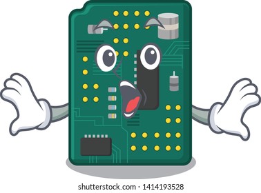 Surprised PCB circuit board in PC characters