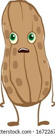 Surprised peanut, illustration, vector on white background.
