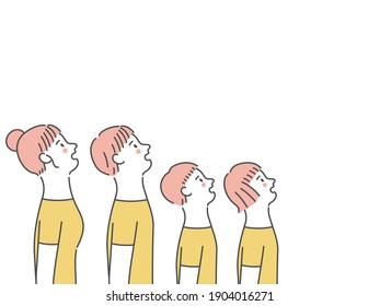 
Gente sorprendida mirando hacia arriba, ilustración vectorial