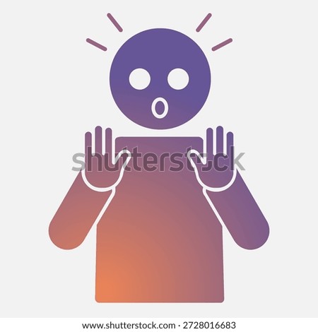 Surprised person icon with hands up in shock and wide eyes, gradient colors