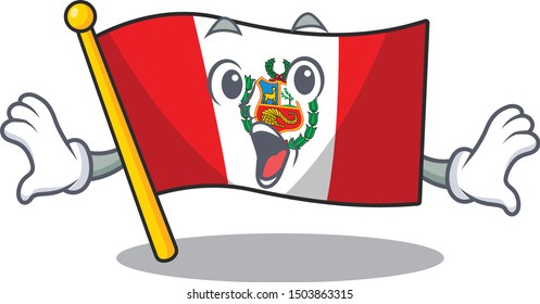 Surprised peru cartoon flag attached to wall mascot