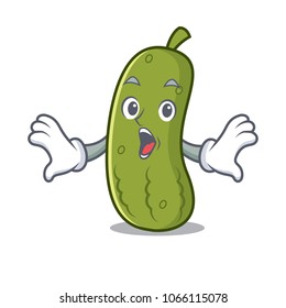 Surprised pickle mascot cartoon style