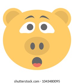 
Surprised Pig face emoji flat vector icon design
