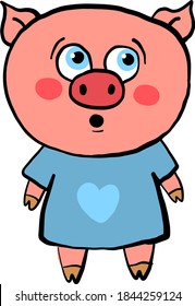 Überraschendes Schwein, Illustration, Vektorgrafik auf weißem Hintergrund