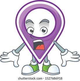 Surprised pin location cartoon character with mascot