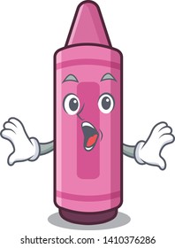 Surprised pink crayons in the character shape