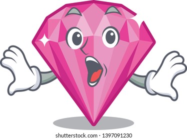 Surprised pink diamond in the mascot shape