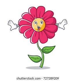 Surprised pink flower character cartoon