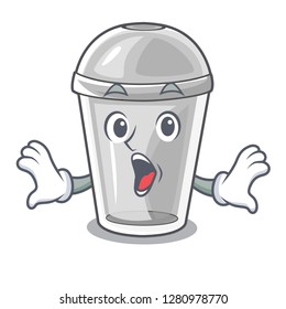 Surprised plastic cup isolated on with mascot