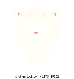 surprised polar bear flat color style cartoon