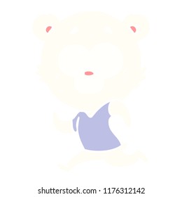 surprised polar bear flat color style cartoon