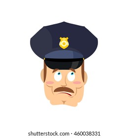 Surprised policeman. Perplexed cop. astonished Police officer 