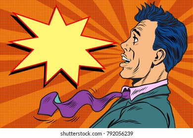 Surprised pop art man. Pop art retro vector illustration