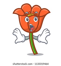 Surprised poppy flower mascot cartoon