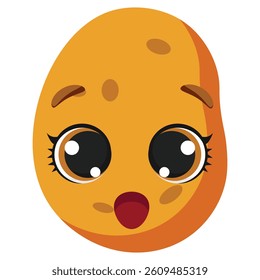 Surprised potato character with wide eyes and open mouth, perfect for packaging, food content, educational materials, and kids-related designs