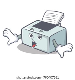 Surprised printer mascot cartoon style