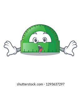 Surprised protractor on a the mascot table