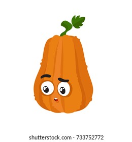 Surprised Pumpkin Character. Cartoon Style Vector Illustration