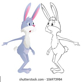 Surprised rabbit - outline and color