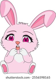 Surprised rabbit vector cute pink bunny