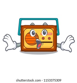 Surprised radio mascot cartoon style