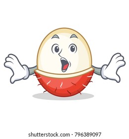 Surprised rambutan mascot cartoon style