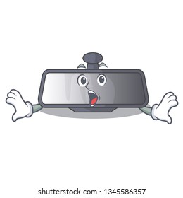 Surprised rear view mirror in cartoon car