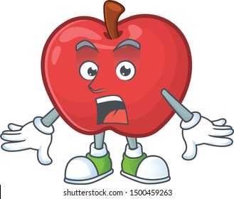 Surprised red apple funny character for vegetarian cartoon