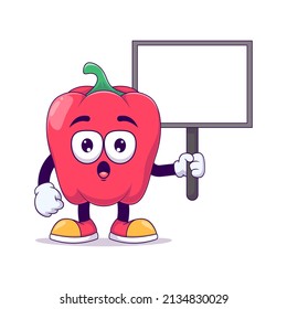 surprised red bell pepper cartoon mascot character vector illustration design