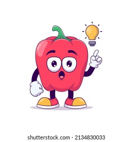 surprised red bell pepper cartoon mascot character vector illustration design