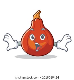 Surprised red kuri squash mascot cartoon