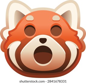 Surprised Red Panda Face Emoji, Astonished Amazed Shocked Wonder
