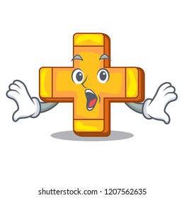 Surprised retro plus sign addition symbol cartoon