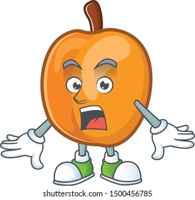 Surprised ripe apricot character mascot of cartoon