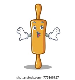 Surprised rolling pin character cartoon