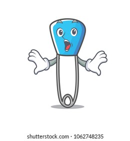 Surprised safety pin mascot cartoon