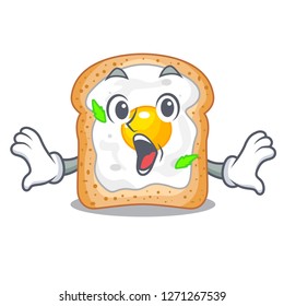 Surprised sandwich with egg above character board