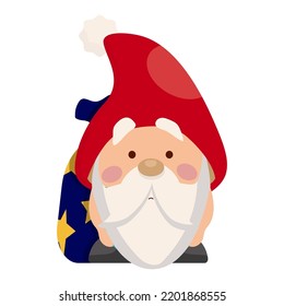Sorprendió a Santa Claus con una bolsa de regalos. El personaje está asombrado
