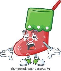 Surprised santa socks face gesture on cartoon style