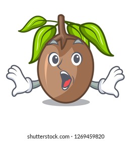 Surprised sapodilla fruit cut in shape cartoon