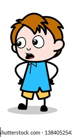 Surprised - School Boy Cartoon Character Vector Illustration